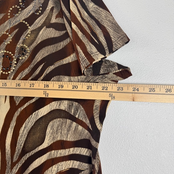 Dressbarn Top Womens XL Brown Beige Tunic - Picture 8 of 9